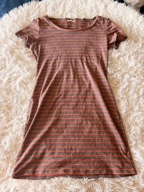 Copper Key Gray and Coral Striped T-shirt dress